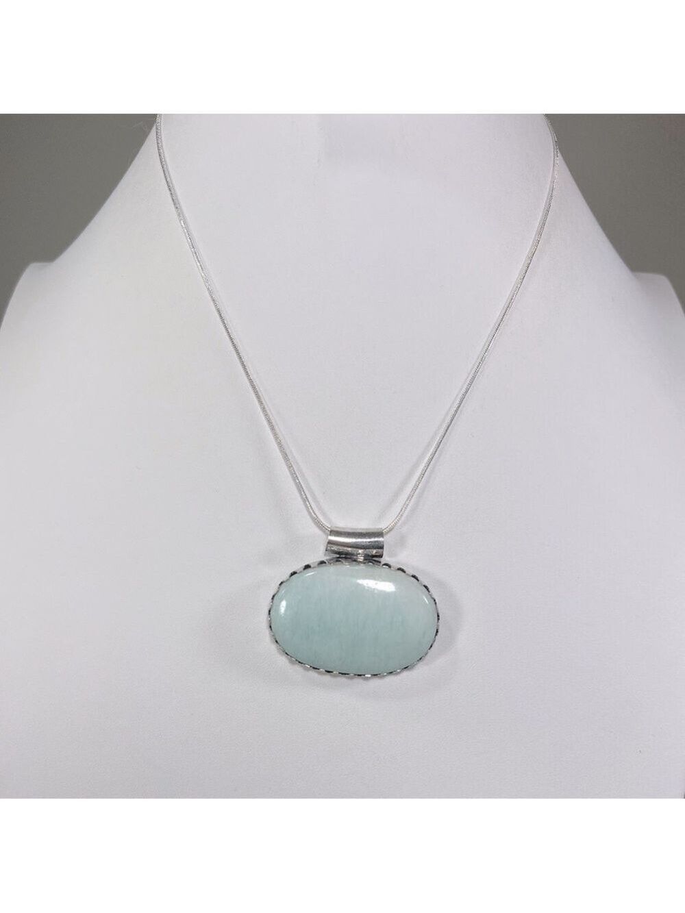 Hemimorphite Oval 925 Gemstone Pendant - Picture 3 of 5